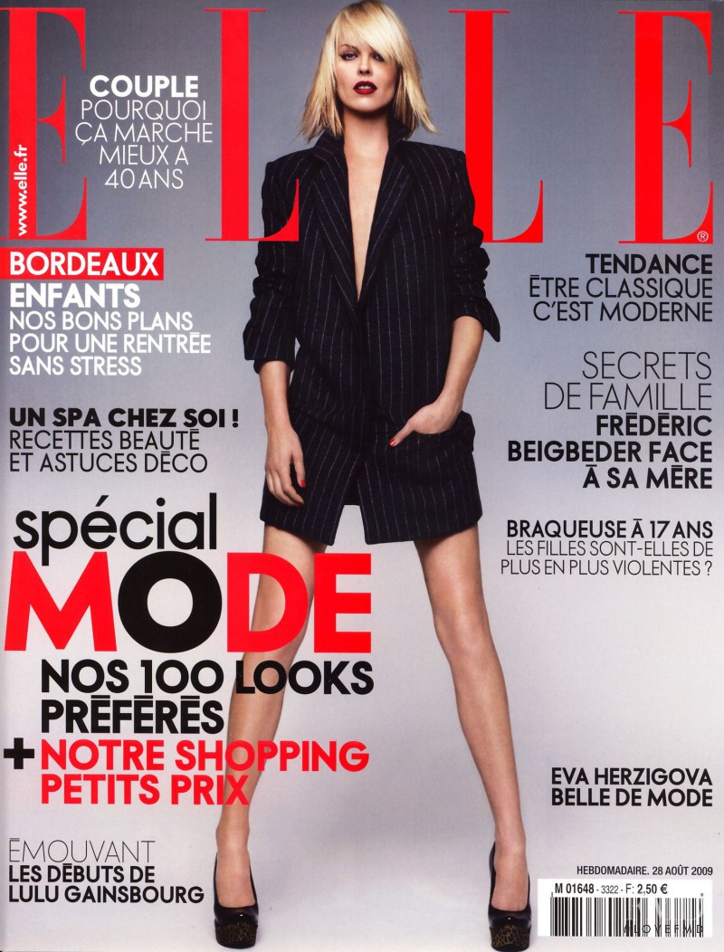 Eva Herzigova featured on the Elle France cover from August 2009