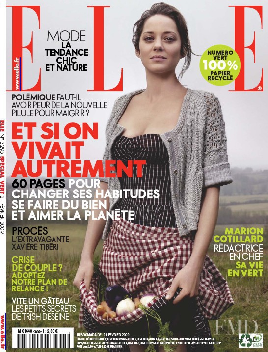 Marion Cotillard featured on the Elle France cover from February 2009