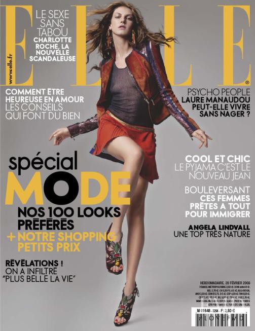 Cover of Elle France with Angela Lindvall, February 2009 (ID:8246 ...