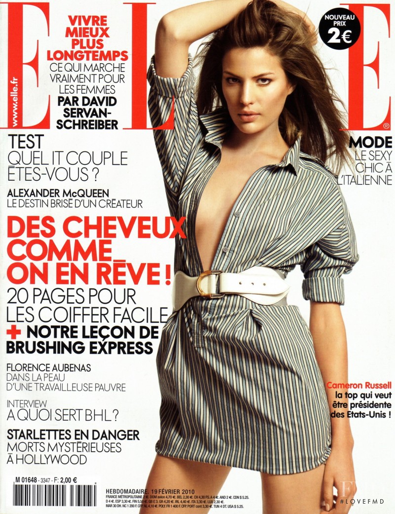 Cameron Russell featured on the Elle France cover from February 2010
