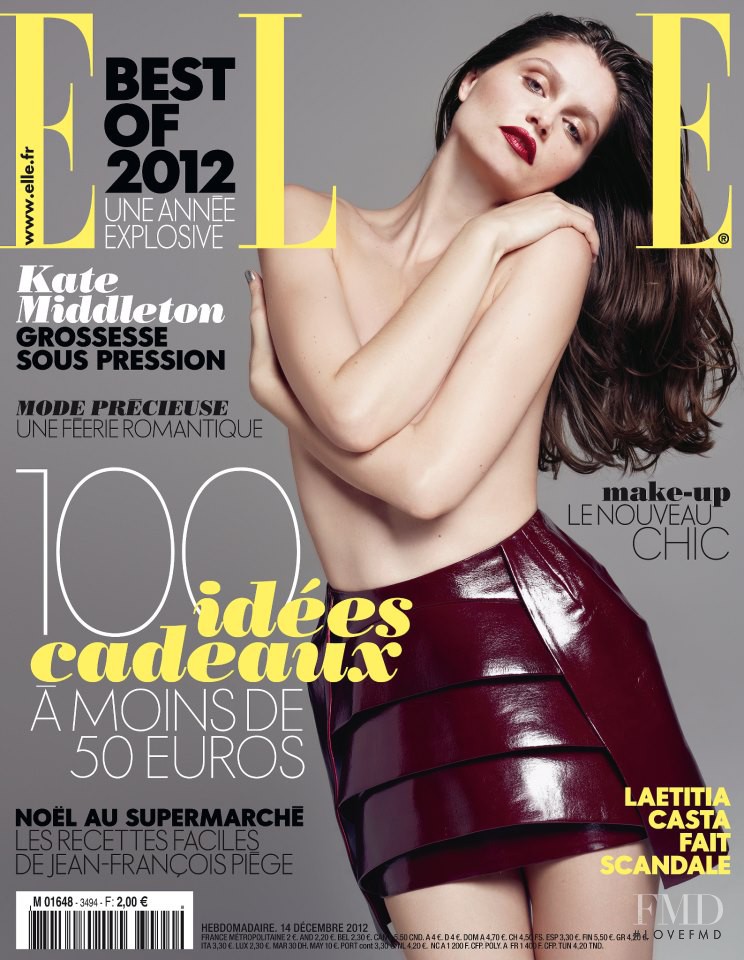 Laetitia Casta featured on the Elle France cover from December 2012