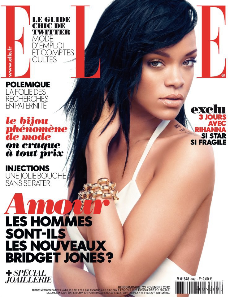 Rihanna featured on the Elle France cover from November 2012