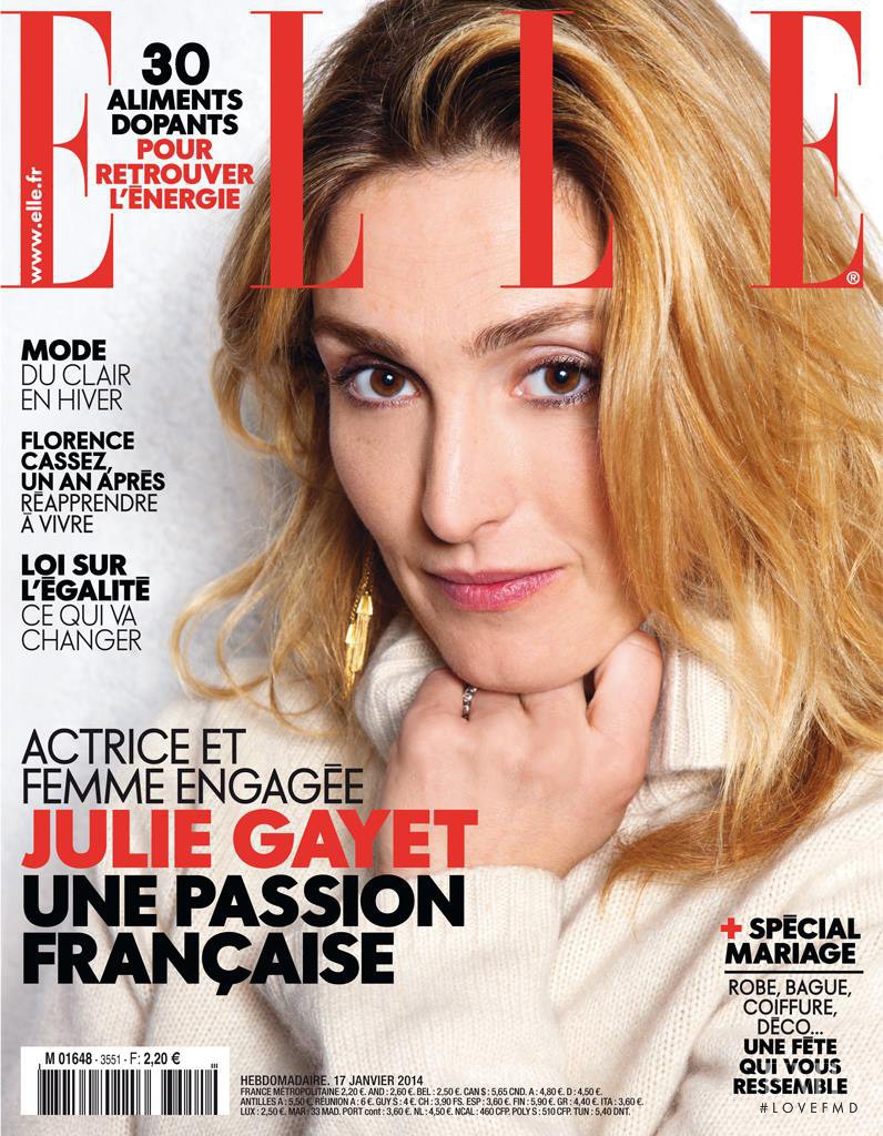 Julie Gayet featured on the Elle France cover from January 2014
