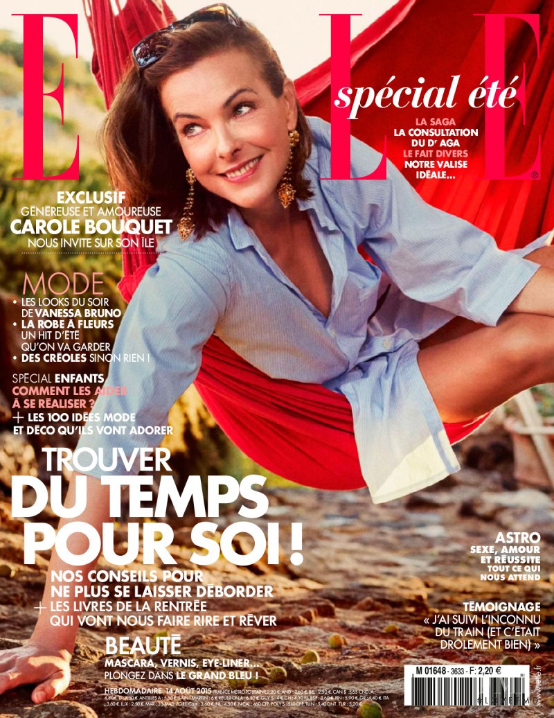 Carole Bouquet featured on the Elle France cover from August 2015