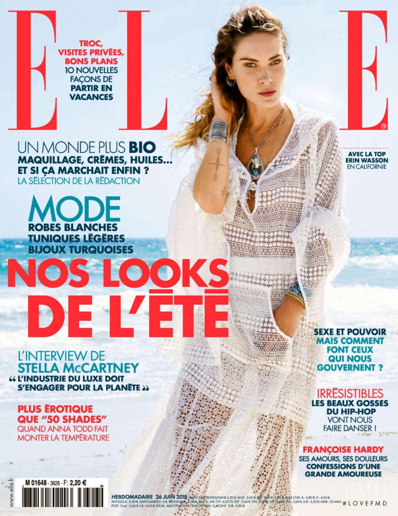 Erin Wasson featured on the Elle France cover from June 2015