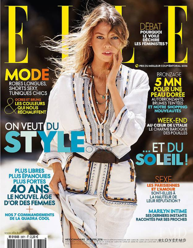 Stella Maxwell featured on the Elle France cover from April 2016