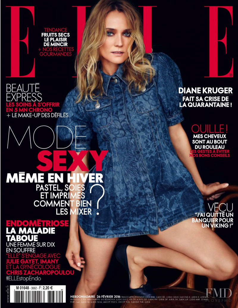 Diane Heidkruger featured on the Elle France cover from February 2016