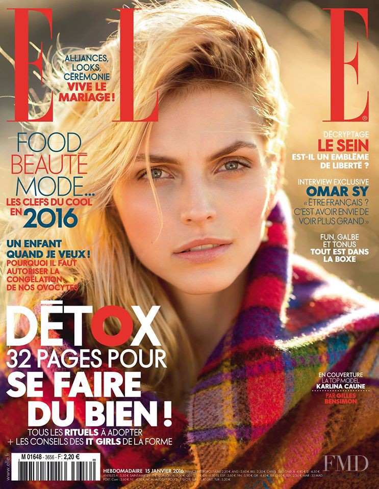 Karlina Caune featured on the Elle France cover from January 2016