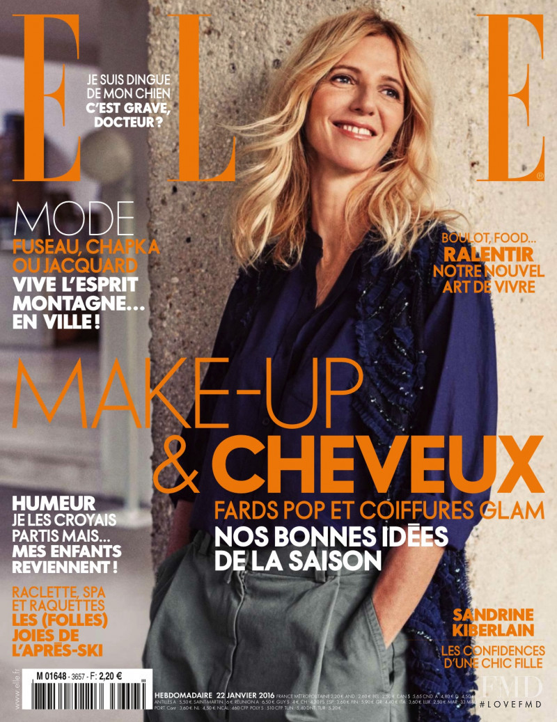 Sandrine Kiberlain featured on the Elle France cover from January 2016