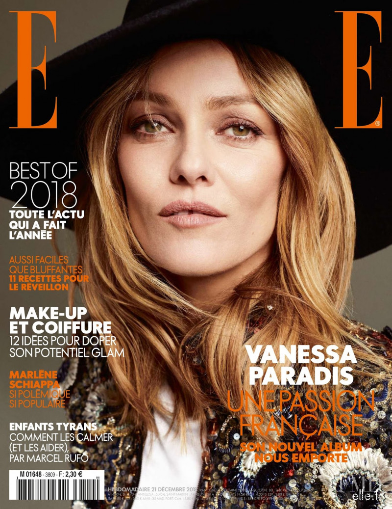 Vanessa Paradis featured on the Elle France cover from December 2018