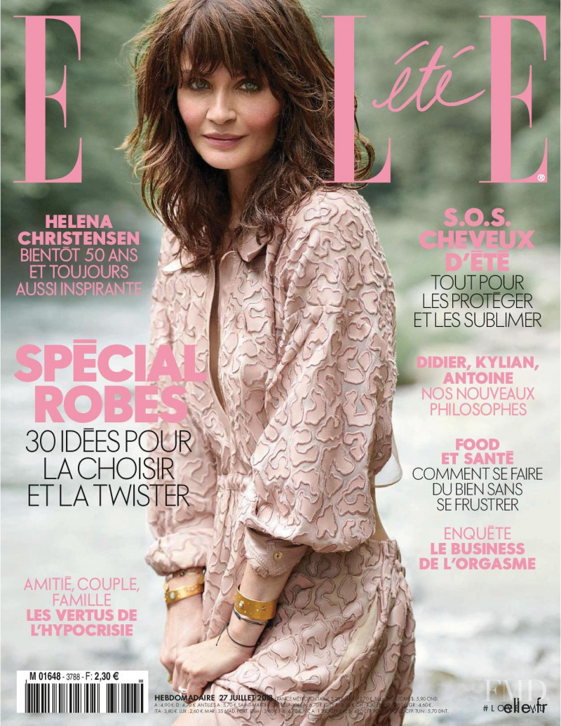 Helena Christensen featured on the Elle France cover from July 2018