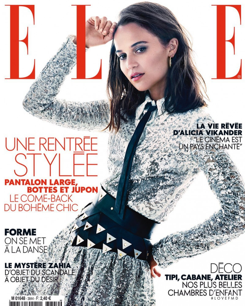 Alicia Vikander featured on the Elle France cover from August 2019