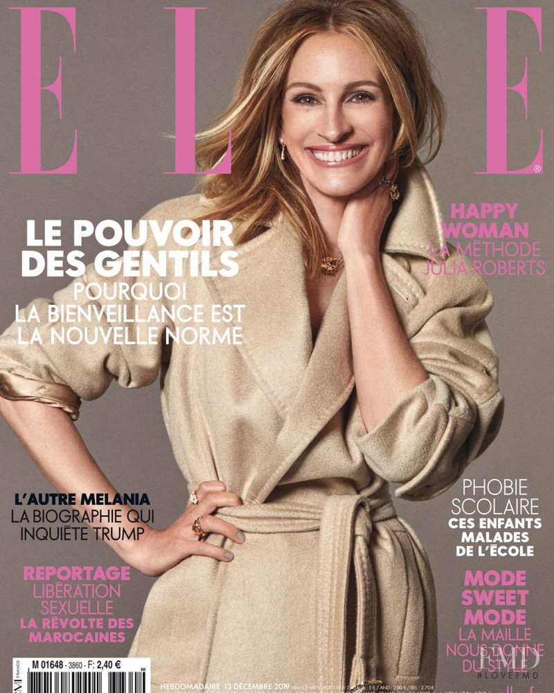 Julia Roberts  featured on the Elle France cover from December 2019