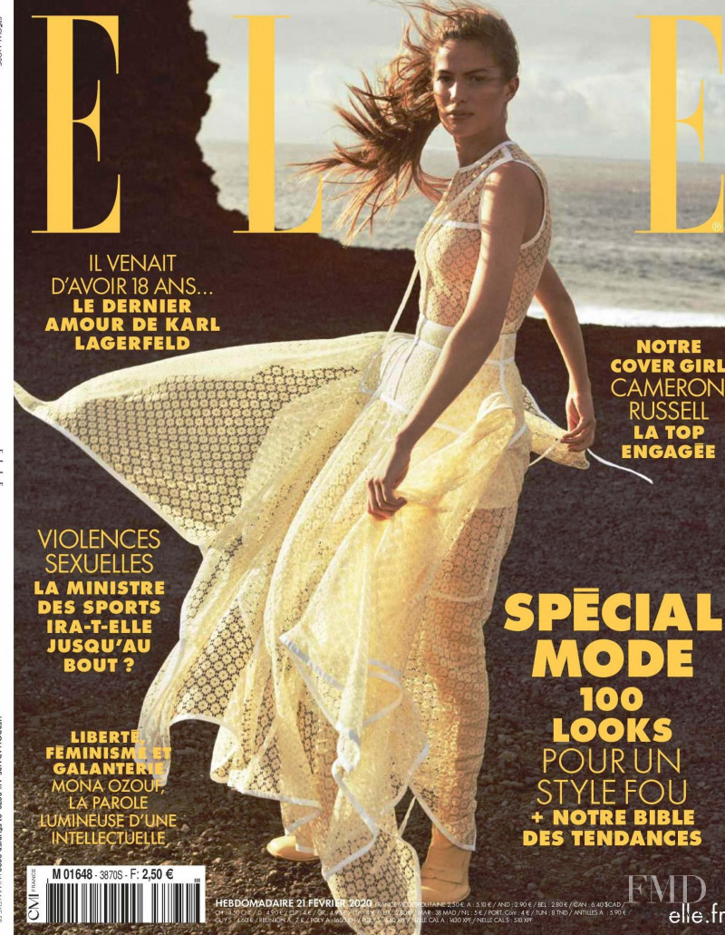 Cameron Russell featured on the Elle France cover from February 2020