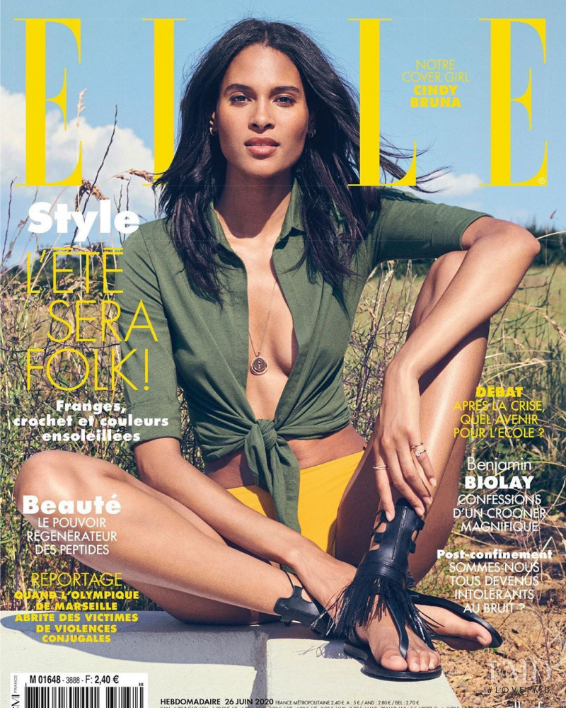 Cindy Bruna featured on the Elle France cover from June 2020