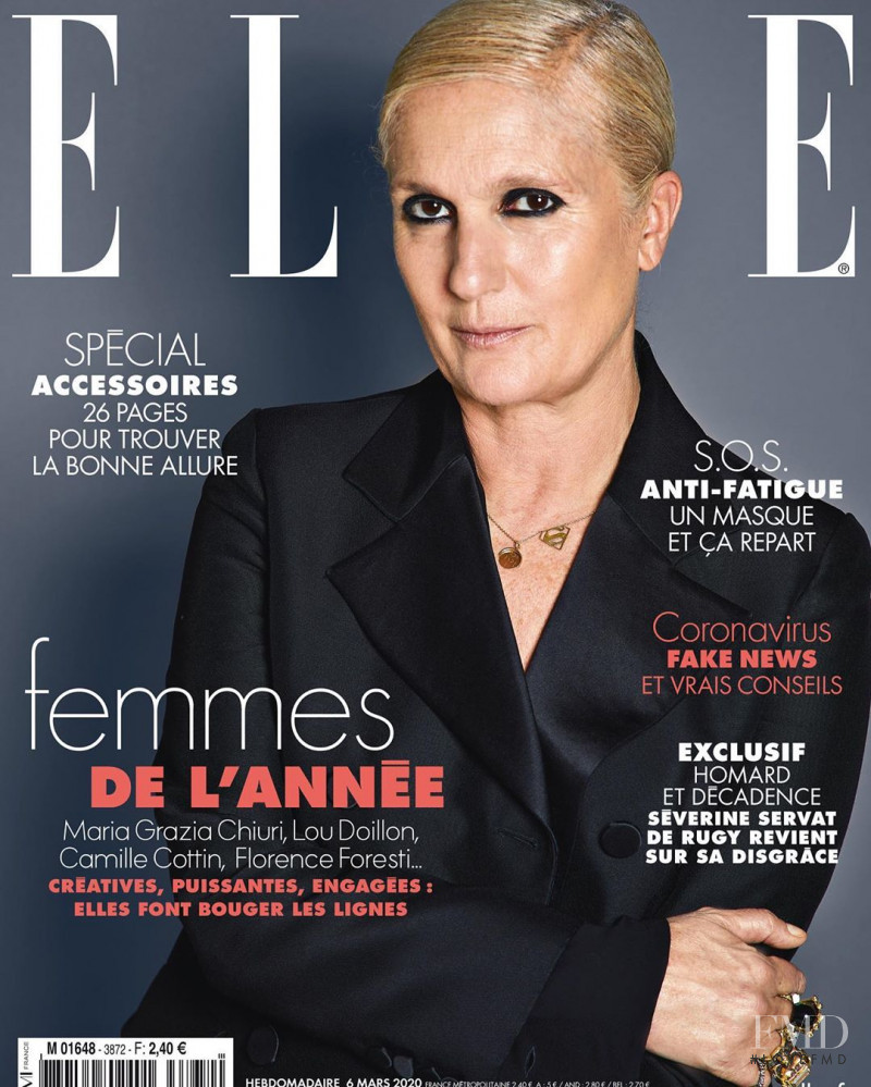 Maria Grazia Chiuri featured on the Elle France cover from March 2020