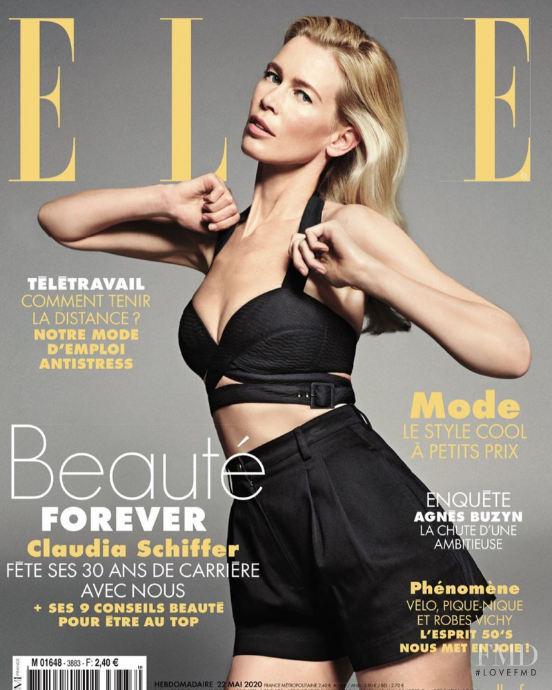 Claudia Schiffer featured on the Elle France cover from May 2020