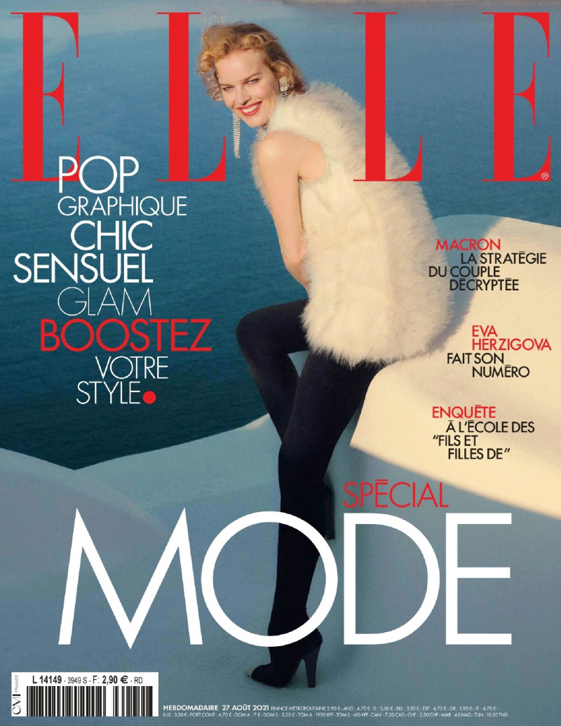 Eva Herzigova featured on the Elle France cover from August 2021