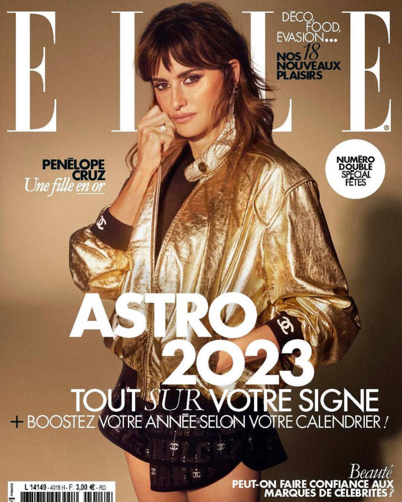 Penelope Cruz featured on the Elle France cover from December 2022