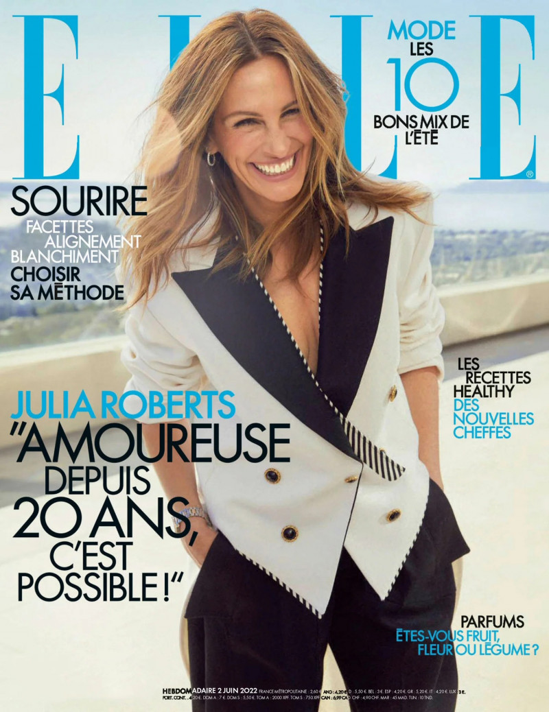 Julia Roberts featured on the Elle France cover from June 2022
