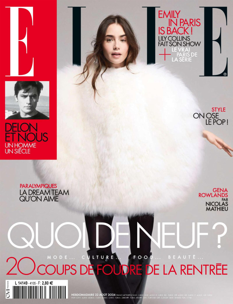 Lily Collins featured on the Elle France cover from August 2024