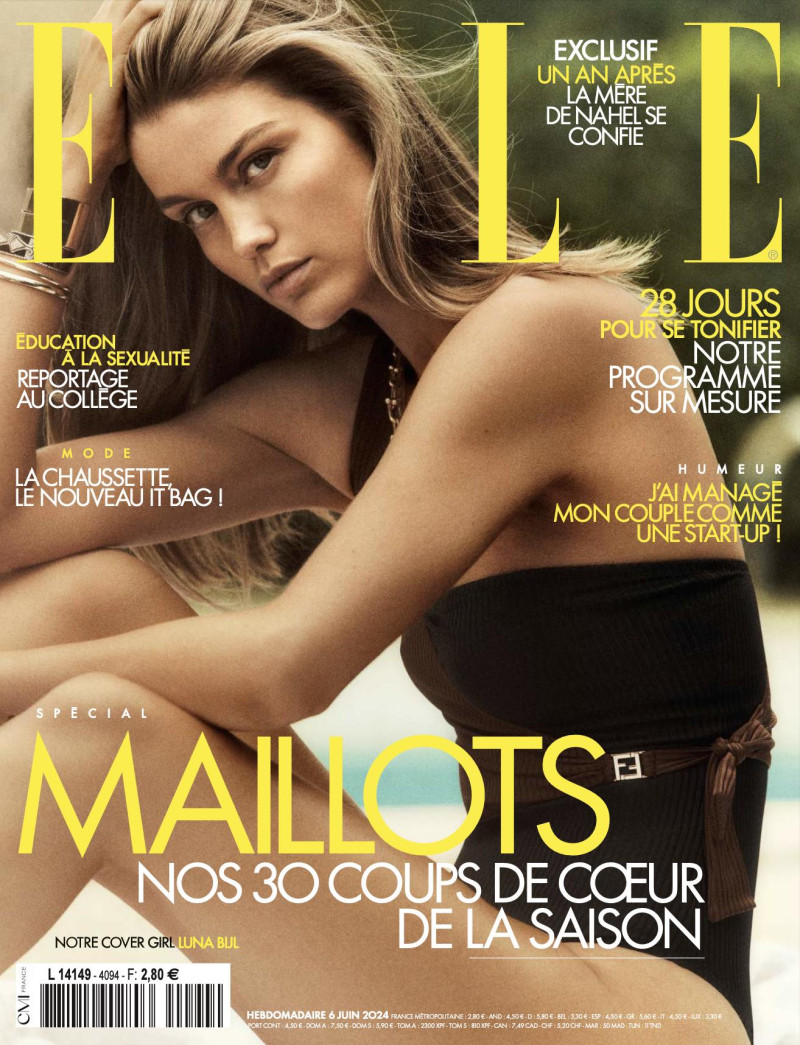 Luna Bijl featured on the Elle France cover from June 2024