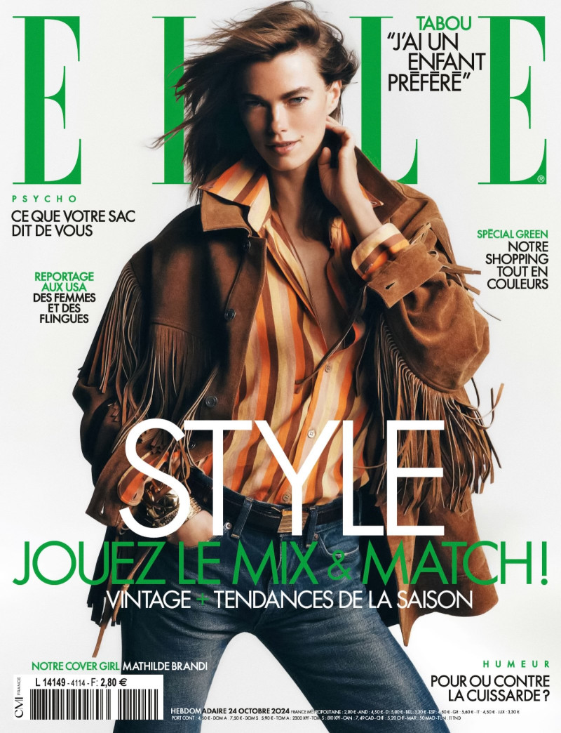 Mathilde Brandi featured on the Elle France cover from October 2024
