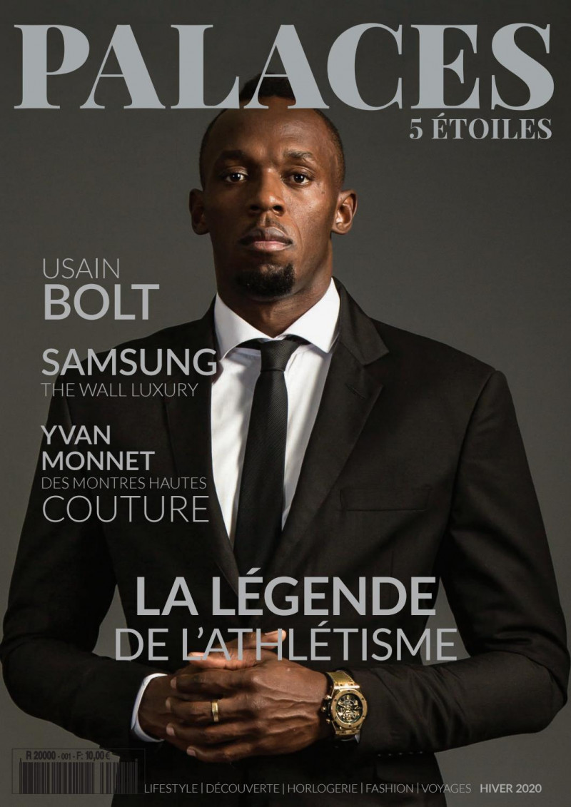 Usain Bolt featured on the Palaces 5 Etoiles cover from December 2020