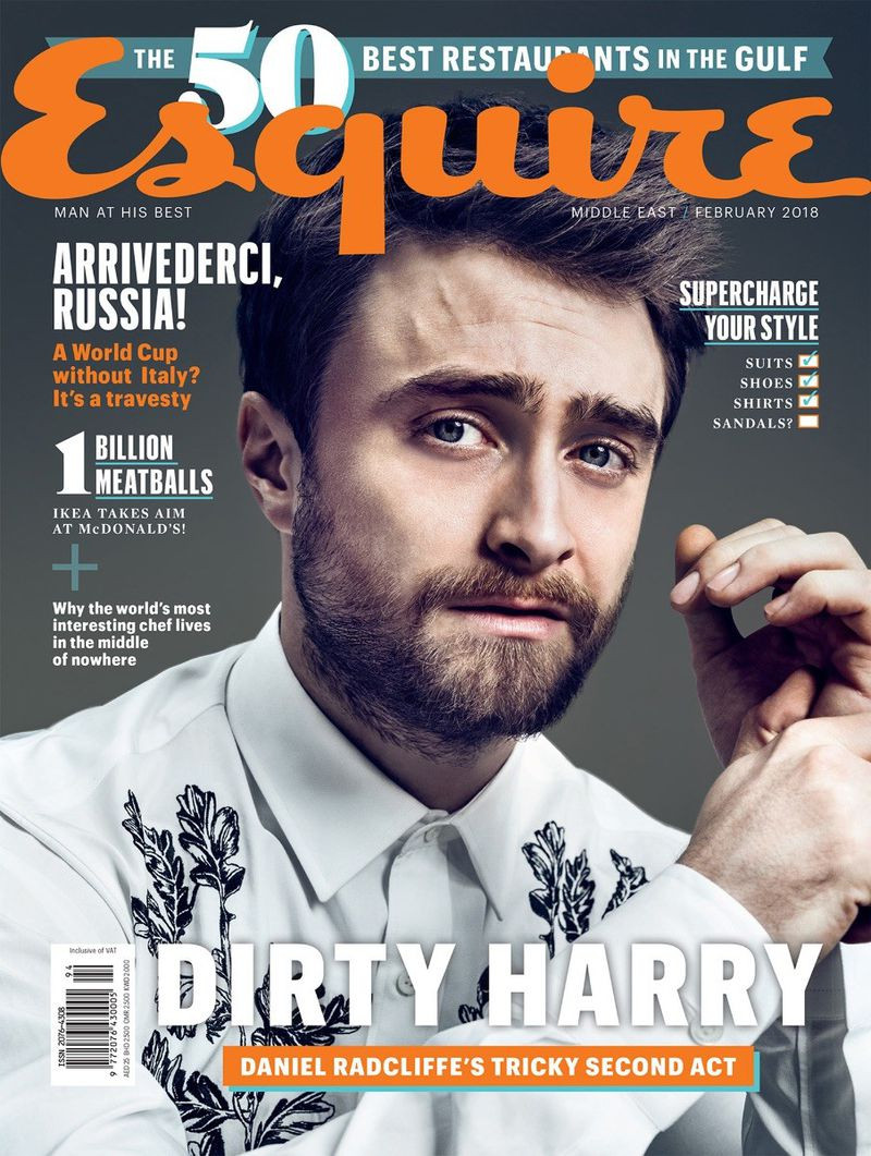 Daniel Radcliffe featured on the Esquire Middle East cover from February 2018