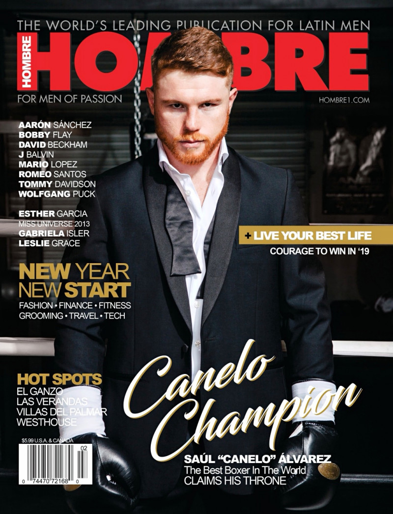 Canelo Champion featured on the Hombre cover from February 2017