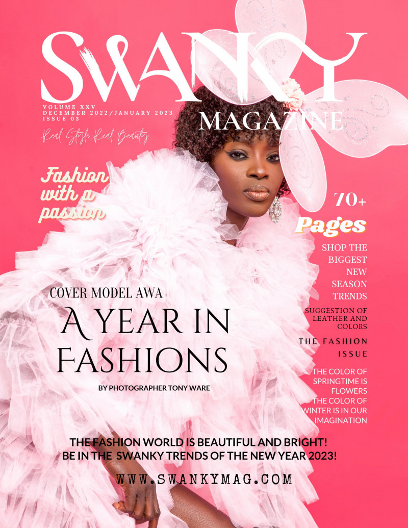 Awa featured on the Swanky Magazine cover from December 2022