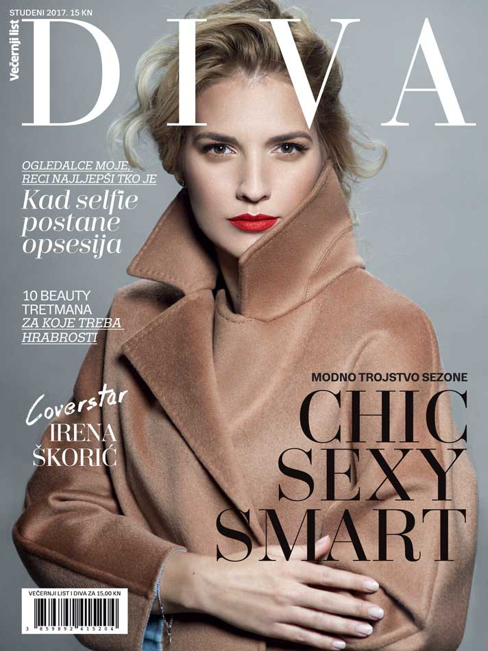 Irena Skoric featured on the Diva Croatia cover from November 2017