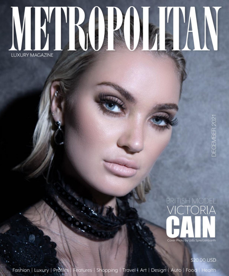 Victoria Cain featured on the Metropolitan cover from December 2021