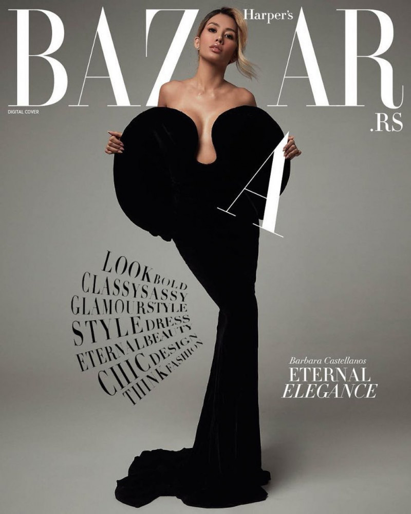 Barbara Castellanos featured on the HarpersBazaar.rs cover from April 2023