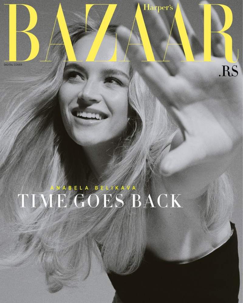 Anabela Belikava featured on the HarpersBazaar.rs cover from March 2023