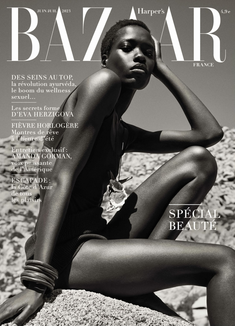 Awar Odhiang featured on the Harper\'s Bazaar France cover from June 2023