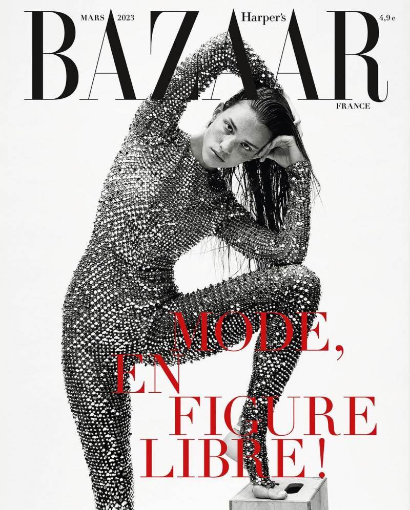 Rebecca Leigh Longendyke featured on the Harper\'s Bazaar France cover from March 2023