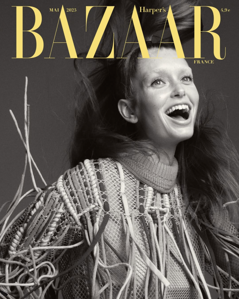 Stella Hanan featured on the Harper\'s Bazaar France cover from May 2025