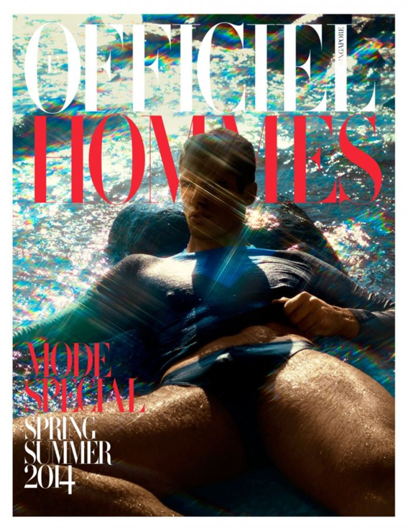 Brian Shimansky featured on the L\'Officiel Hommes Singapore cover from March 2014