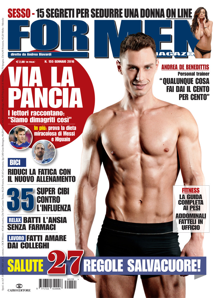 Andrea De Benedittis featured on the For Men Magazine cover from January 2016