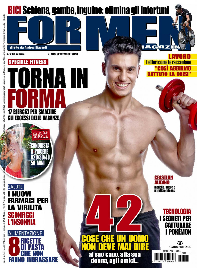 Cristian Audino featured on the For Men Magazine cover from September 2016