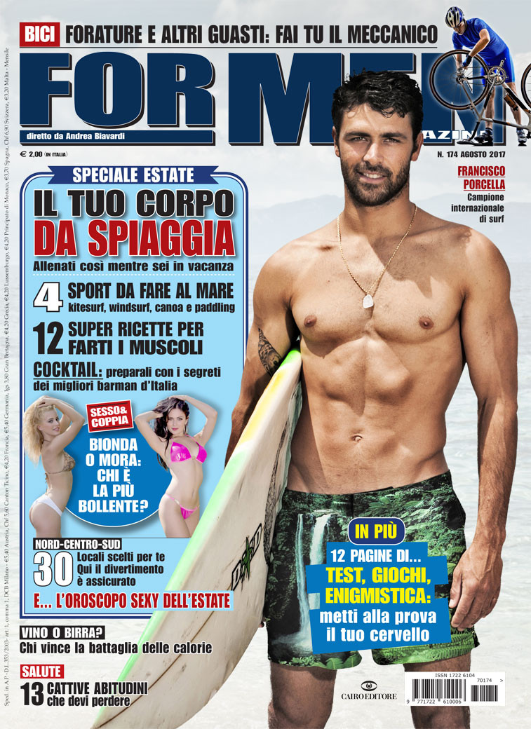 Francisco Porcella featured on the For Men Magazine cover from August 2017