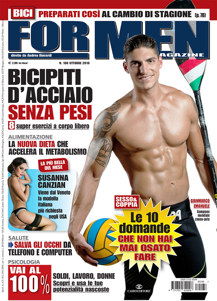 Gianmarco Emanuele featured on the For Men Magazine cover from October 2018