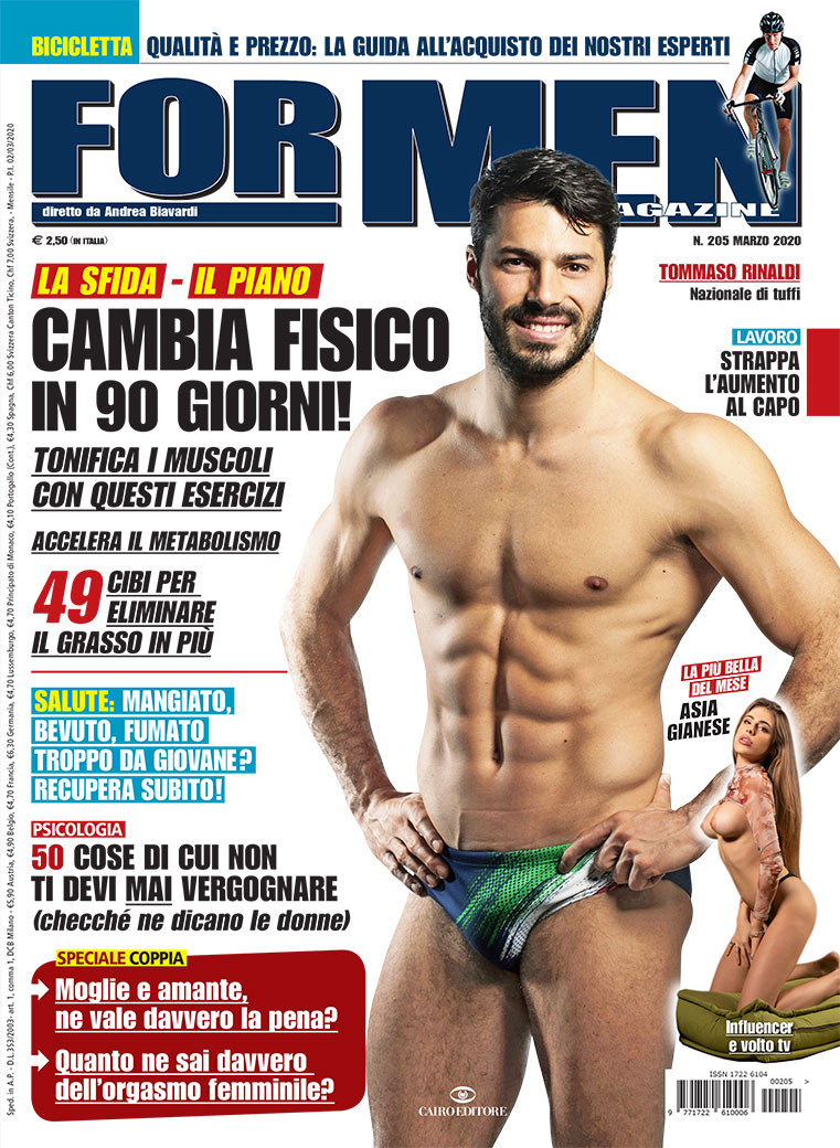 Tommaso Rinaldi featured on the For Men Magazine cover from March 2020