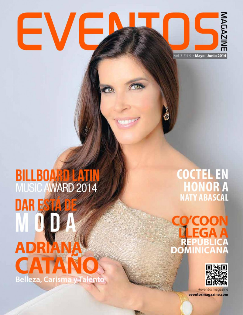 Adriana Cataño featured on the Eventos Magazine cover from May 2014