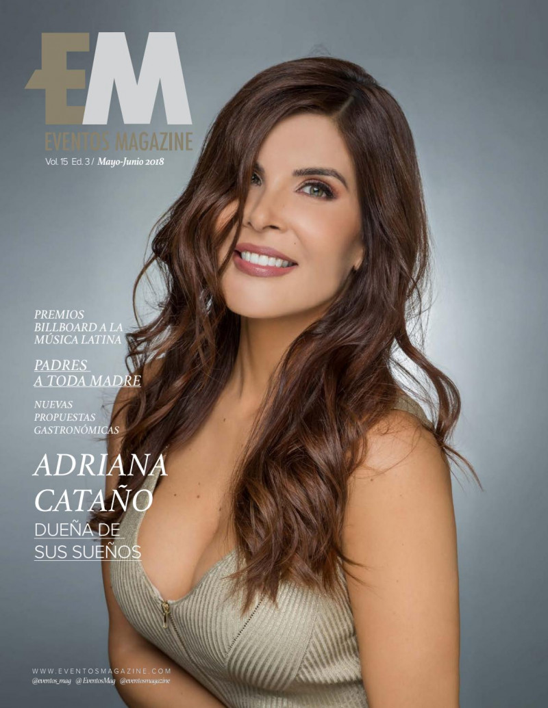 Adriana Cataño featured on the Eventos Magazine cover from May 2018