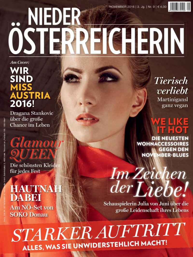 Dragana Stankovic featured on the Nieder Osterreicherin cover from November 2016