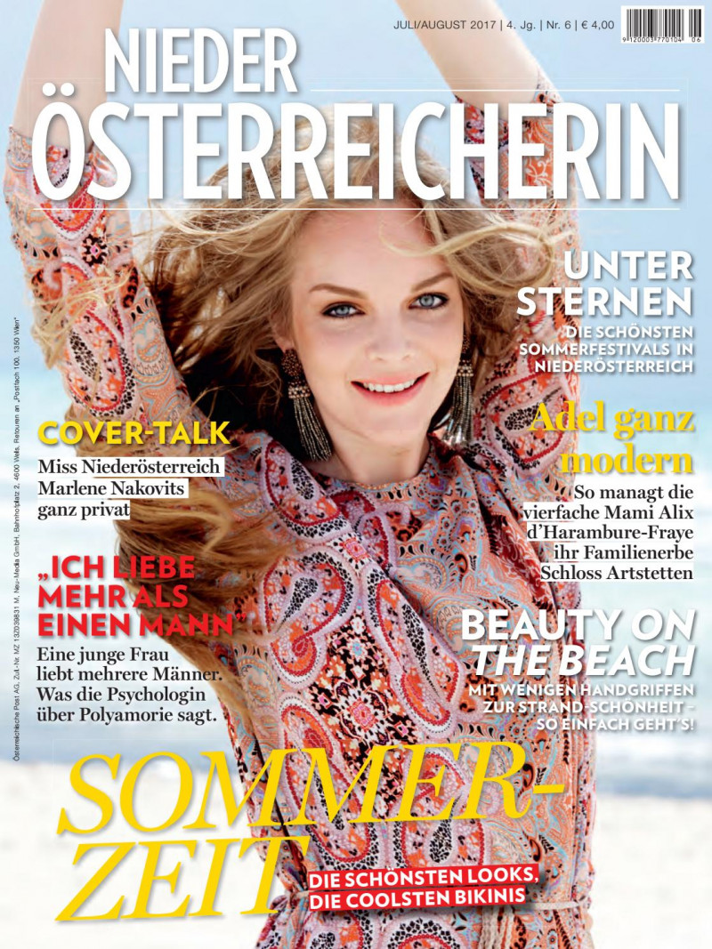 Marlene Nakovits featured on the Nieder Osterreicherin cover from July 2017