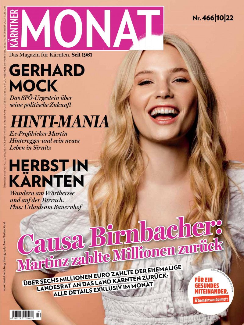 Esther Graf featured on the Karntner MONAT cover from October 2022