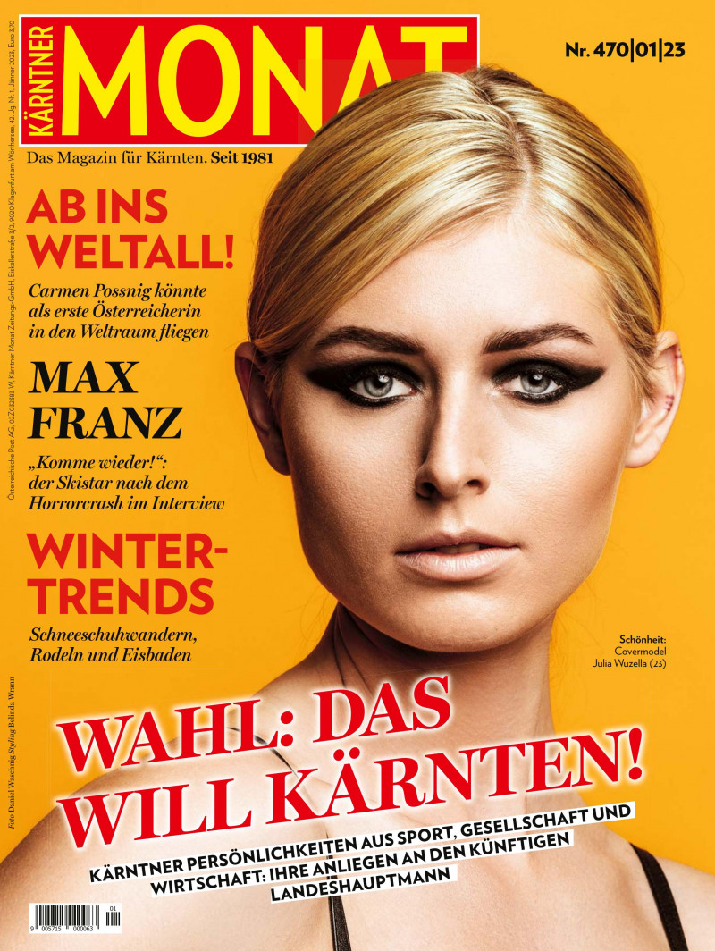 Julia Wuzella featured on the Karntner MONAT cover from January 2023